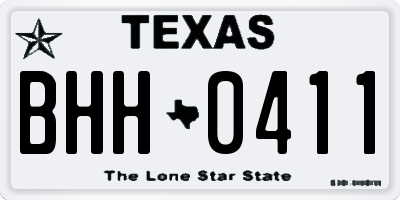 TX license plate BHH0411