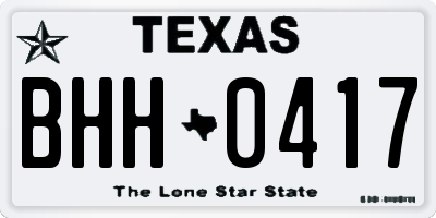 TX license plate BHH0417