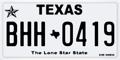 TX license plate BHH0419