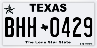 TX license plate BHH0429