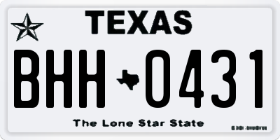 TX license plate BHH0431