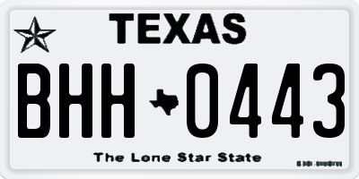 TX license plate BHH0443