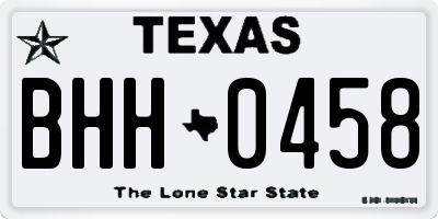TX license plate BHH0458