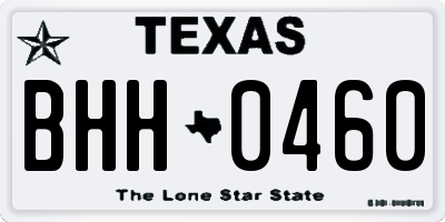 TX license plate BHH0460