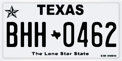 TX license plate BHH0462