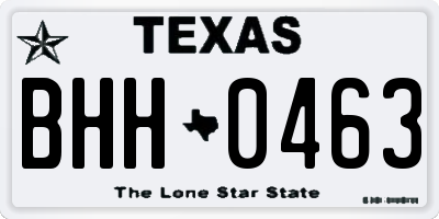 TX license plate BHH0463