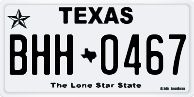 TX license plate BHH0467