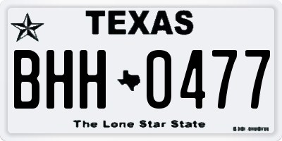 TX license plate BHH0477
