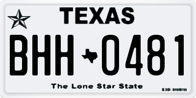 TX license plate BHH0481