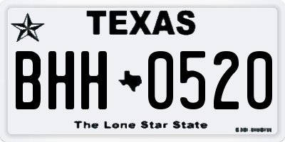 TX license plate BHH0520