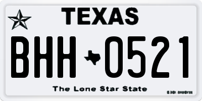 TX license plate BHH0521