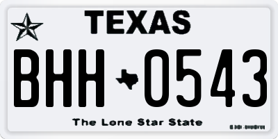 TX license plate BHH0543