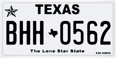 TX license plate BHH0562