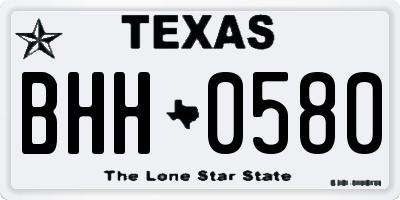 TX license plate BHH0580