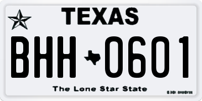 TX license plate BHH0601