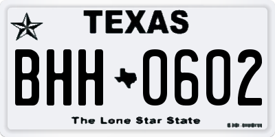 TX license plate BHH0602