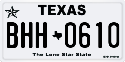 TX license plate BHH0610