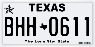 TX license plate BHH0611