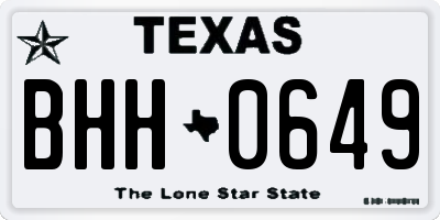 TX license plate BHH0649