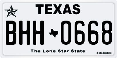TX license plate BHH0668