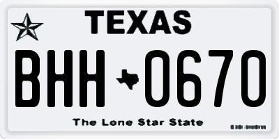 TX license plate BHH0670