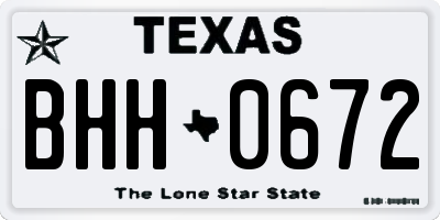 TX license plate BHH0672