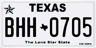 TX license plate BHH0705