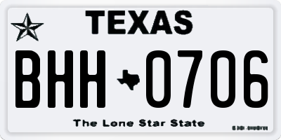 TX license plate BHH0706