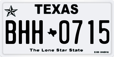 TX license plate BHH0715