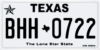 TX license plate BHH0722