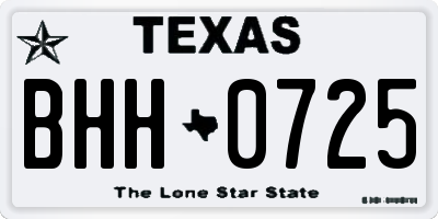 TX license plate BHH0725