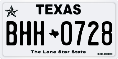 TX license plate BHH0728