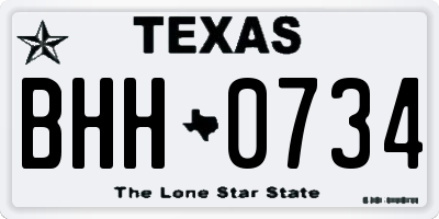 TX license plate BHH0734