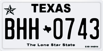 TX license plate BHH0743