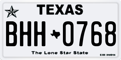 TX license plate BHH0768