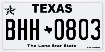 TX license plate BHH0803