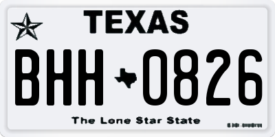 TX license plate BHH0826
