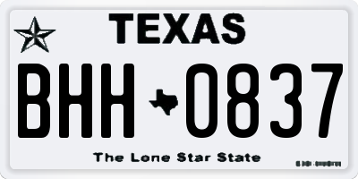 TX license plate BHH0837