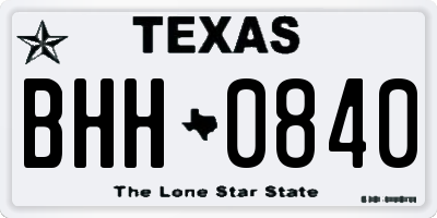 TX license plate BHH0840