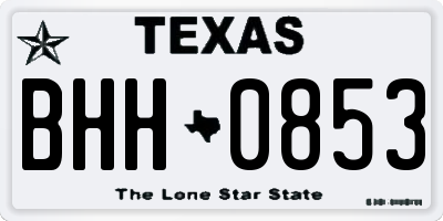 TX license plate BHH0853