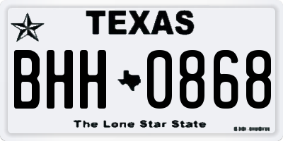 TX license plate BHH0868