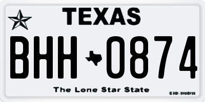TX license plate BHH0874