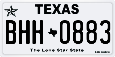TX license plate BHH0883