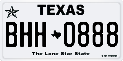 TX license plate BHH0888