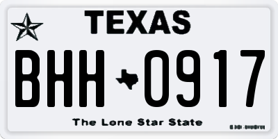 TX license plate BHH0917