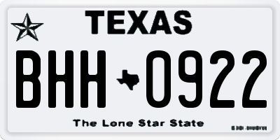 TX license plate BHH0922