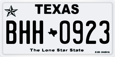 TX license plate BHH0923