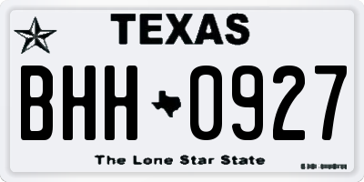 TX license plate BHH0927