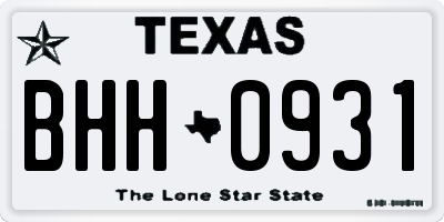 TX license plate BHH0931