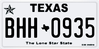 TX license plate BHH0935